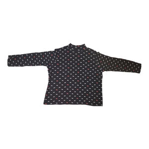Croft & Barrow 1X Black Mock Neck Dog Print Top